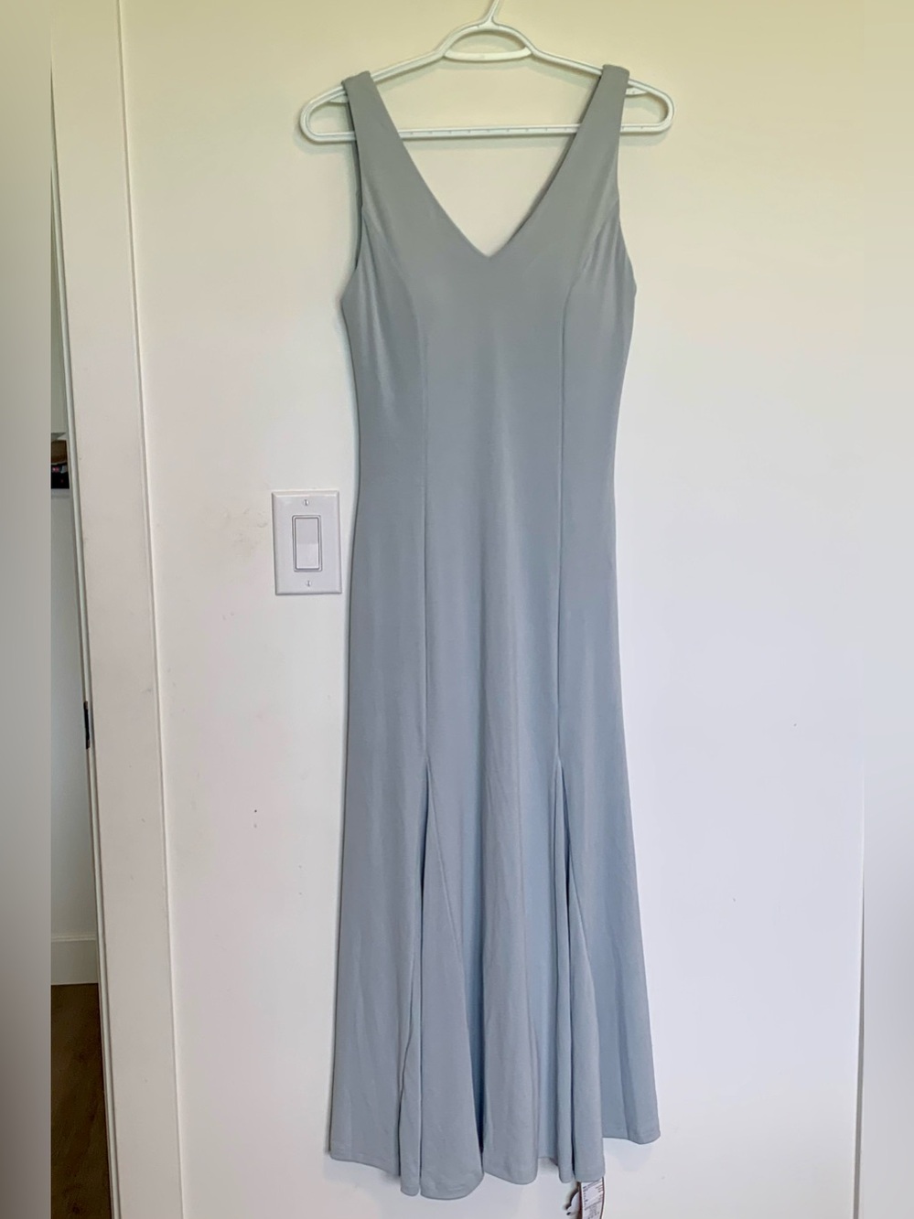 OGL V Neck Light Blue Maxi Dress Built In Bra Medium Travel Work Comfort Pockets